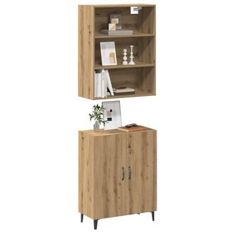 Berkfield Home Sideboard with Wall Cabinet Artisan Oak Engineered Wood in Brown