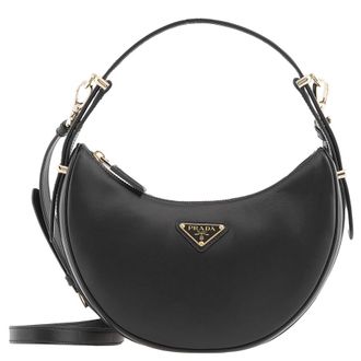 Prada Black Arque Re-Nylon And Brushed Leather Hybrid Shoulder Bag
