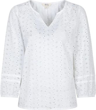 Mountain Warehouse Dames Broderie Lichte 3/4 Mouwen Casual Shirt (Wit)