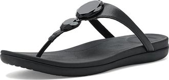 FitFlop Solay Glossy-Disc Toe-Post Sandals Womens Wedge Shoes Black : 11 M (B), Synthetic