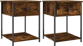vidaXL Vidaxl - Mesitas noche 2 uds madera ingeniería roble ahumado 44x45x58 cm