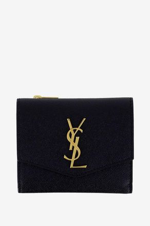 Saint Laurent Brieftasche aus Grain-de-Poudre-Leder Uptown Compact