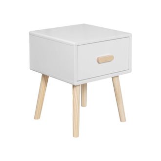 Mobili Rebecca Mobili Rebecca - Mesa De Noche Cassia 44x35x35 Mdf Pino Blanco Marr&oacute;n Escandinavo Parcialmente Montado
