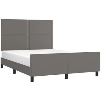 vidaXL Vidaxl - Estructura De Cama Sin Colch&oacute;n Cuero Sint&eacute;tico Gris 140x200 Cm