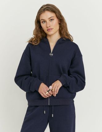Tally Weijl Kapuzensweatjacke TALLY WEIJL SSWCOSKIMA, Damen, Gr. XS, nuit, Sweatware, Obermaterial: 66% Polyester, 34% Baumwolle, unifarben, normal, Rundhals, Rip