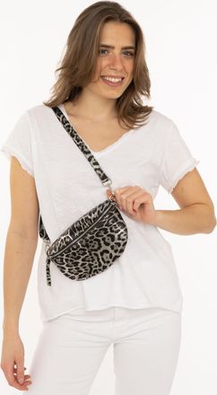 Zwillingsherz Tragetasche ZWILLINGSHERZ Crossbody Bag Leo, Damen, silber, Leder, gemustert, mehrfarbig, Taschen Tragetasche, mit Reissverschluss und Leomuster