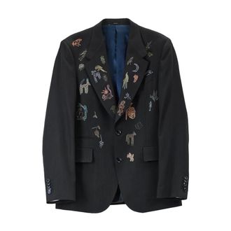Paul Smith Formal Blazers, male, Black, Size: XL Ricami Animaletti Jacket