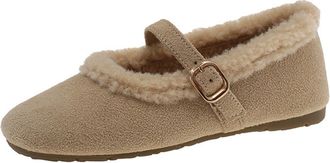 Generic Beige Women S Versatile Moccasins with Velvet Lining and Low Heel for Outdoor Indoor Activities