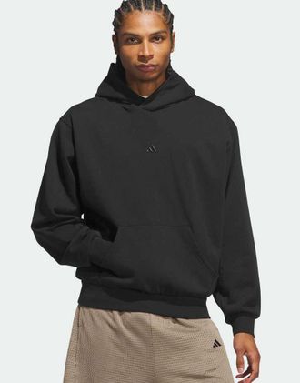 adidas Adidas Basketball - Felpa con cappuccio nera in pile-Nero