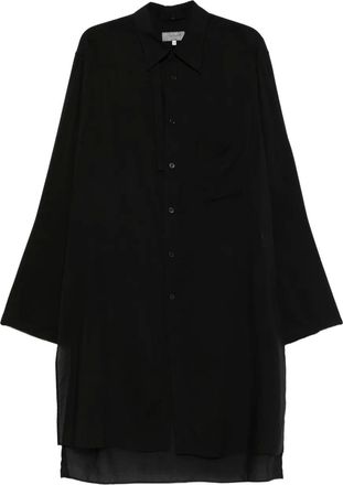 Yohji Yamamoto Camicia con colletto asimmetrico - Nero