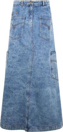 Moschino Rokken, Dames, Blauw, XS, Denim, Lange Denim Rok