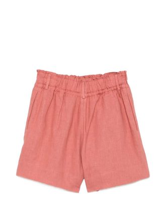 Eleventy Elasticated-Waist Linen Shorts - raspberry pink