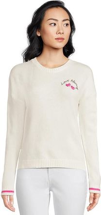 Lilly Pulitzer Pippy Sweater Womens Clothing Coconut Love Always Embroidery : 2XL, Acrylic/Cotton
