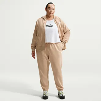 Nike Womens Nike Sportswear Club Fleece Mid-Rise Oversized Sweatpants (Plus Size) in Brown | DV5084-248