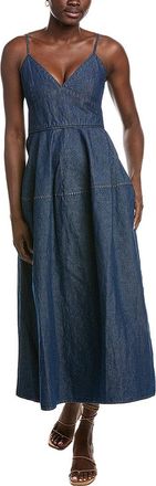 Co Basque Linen-Blend Midi Dress