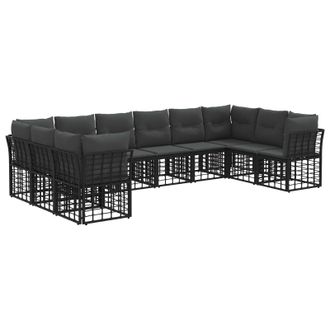 vidaXL Conjunto De Sof&aacute;s De Exterior Negro Y Gris Oscuro Poli&eacute;ster Vidaxl