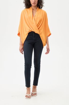 Trina Turk Concourse Oversized Surplice Top in Cap Clementine at Nordstrom, Size X-Small