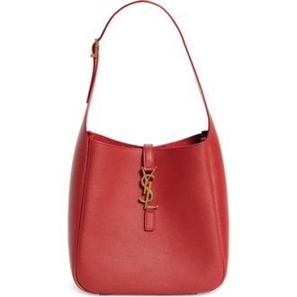Saint Laurent Small Le 5 &agrave; 7 Leather Hobo in New Red Danger at Nordstrom