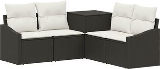 vidaXL Juego De Sof&aacute; 5 Uds. Negro Y Blanco Crema Vidaxl