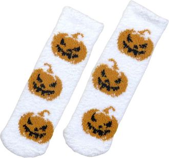 Generic Halloween Womens Girls Super Soft Warm Fleece Lined Socks - Cute Winter Fluffy Bed Cosy Non-Slip Gift Cabin Comfy White