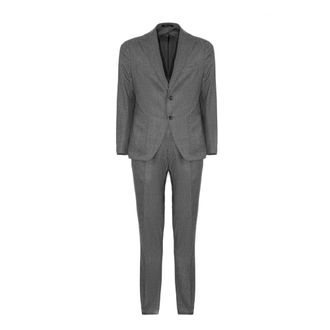 Tagliatore Single Breasted Suits, male, Gray, Size: 2XL Single-breasted Suit