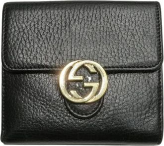 Gucci Pre-owned Wallets, male, Black, Size: ONE SIZE Pre-owned Interlocking G Leather Trifold Wallet