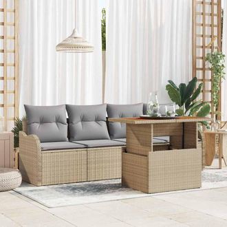vidaXL Vidaxl Set Divano Da Giardino Con Cuscino 5 Pcs Beige E Grigio Chiaro