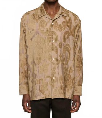 CMMN SWDN Ario Long-Sleeve Shirt In Beige Floral