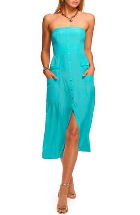 Ramy Brook Blair Strapless Midi Dress in Beach Blue at Nordstrom Rack, Size Medium