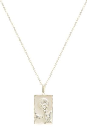 Freya Rose Rectangle Silver Woman & Moon Necklace at Nordstrom