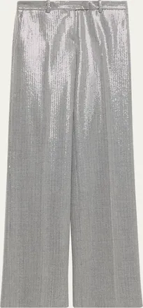 Michael Kors Camilla Sequin Pinstripe Wide-Leg Trousers