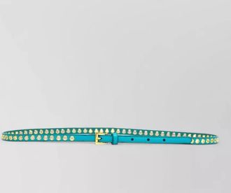 Prada calf leather skinny eyelet belt