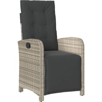 vidaXL Sill&oacute;n Reclinable De Jard&iacute;n Con Reposapi&eacute;s Rat&aacute;n Pe Gris Claro Vidaxl