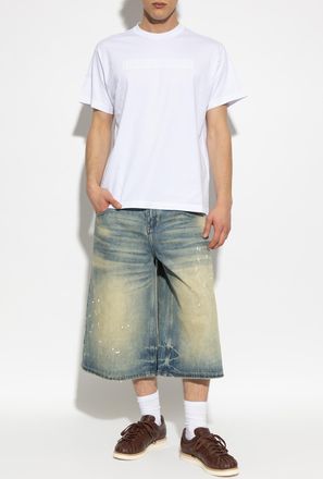 Versace Jeans Couture T-shirt With Embossed Logo, Mens, White