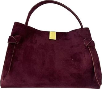 Generic Women Handbag Suede Velvet Leather Versatile Solid Color Single Shoulder Crossbody Large Capacity Commuting Tote Bag(Burgundy)