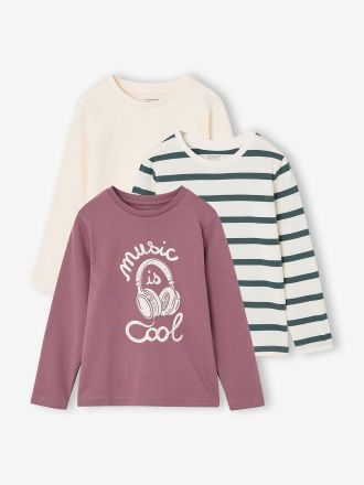 Vertbaudet 3er-Pack Jungen Langarmshirts lila