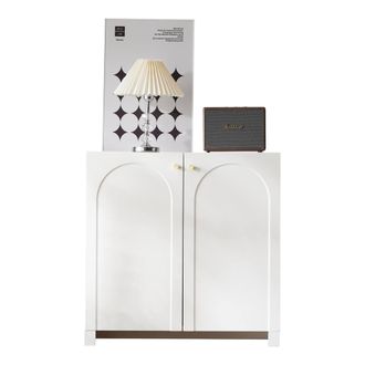 Matteo White Wooden Storage Cabinet with Adjustable Shelf & Gold Handles