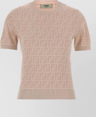 Fendi wool printed short-sleeve round-neck knitted top