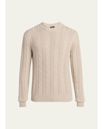 Ermenegildo Zegna Mens 7gg Oasi Cashmere Cable Crewneck Sweater