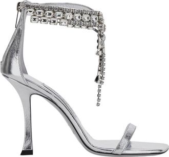 Jimmy Choo London verity Metallic Sandals With High Stiletto Heel In Leather And Crystal Woman