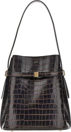 Toteme Croco-embossed leather Belted bucket bag Woman One Size