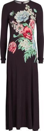 Tory Burch Floral-print Jersey-mesh Midi Dress - Brown - 10 (UK14 / L)