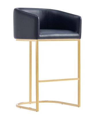 Manhattan Comfort Louvre Mid-Century Modern Leatherette Upholstered Barstool