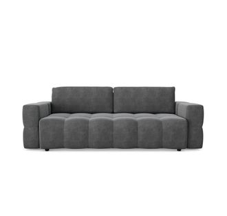 Sia Home Sof&aacute; cama con ba&uacute;l de nogal 4 plazas terciopelo gris grafito