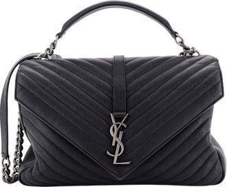 Saint Laurent Classic Monogram College Bag Matelass&eacute; Chevron Large (Authentic Pre-Loved)