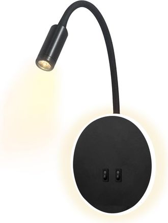 OEM Lampara De Mesa - Lampara De Lectura Con Cuello De Ganso Flexible - 3+8 W - 3000 K - Blanco C&aacute;lido - Fijaci&oacute;n En Pared O Cabecero - 1 Unidad