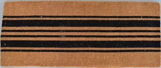 Imports Decor Black & Natural Striped Coir Door Mat, Handwoven Outdoor Entry Mat with Anti-Slip Backing