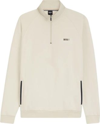 HUGO BOSS Sense 1/4 Zip Jacket - Heren - Sweatshirts & Hoodies - Beige - Maat: L Katoen