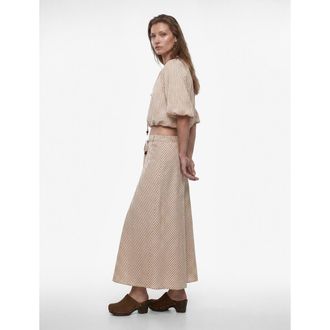 Koton Midi Striped Skirt with Belted in Brown Stripe at Nordstrom, Size 10