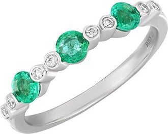 Bony Levy El Mar 18K 0.68 Ct. Tw. Diamond & 5 Emerald Stackable Ring